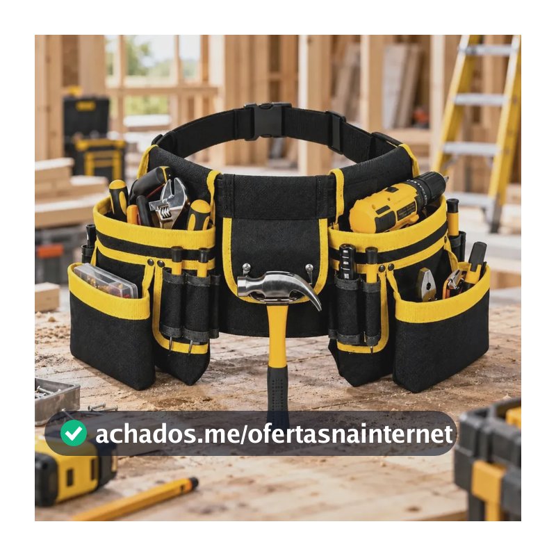Cinto Bolsa Porta Ferramentas Profissional 26 Bolsos Amarelo