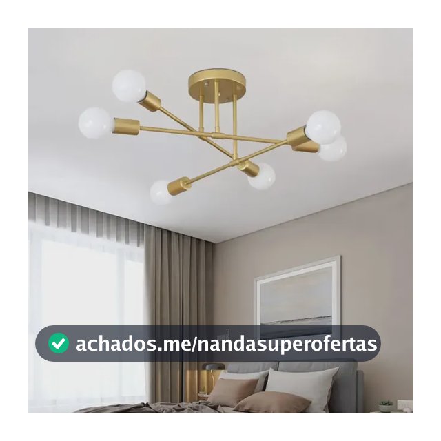 Luminária Lustre Teto Moderno Pendente Para Sala 6 Lâmpadas