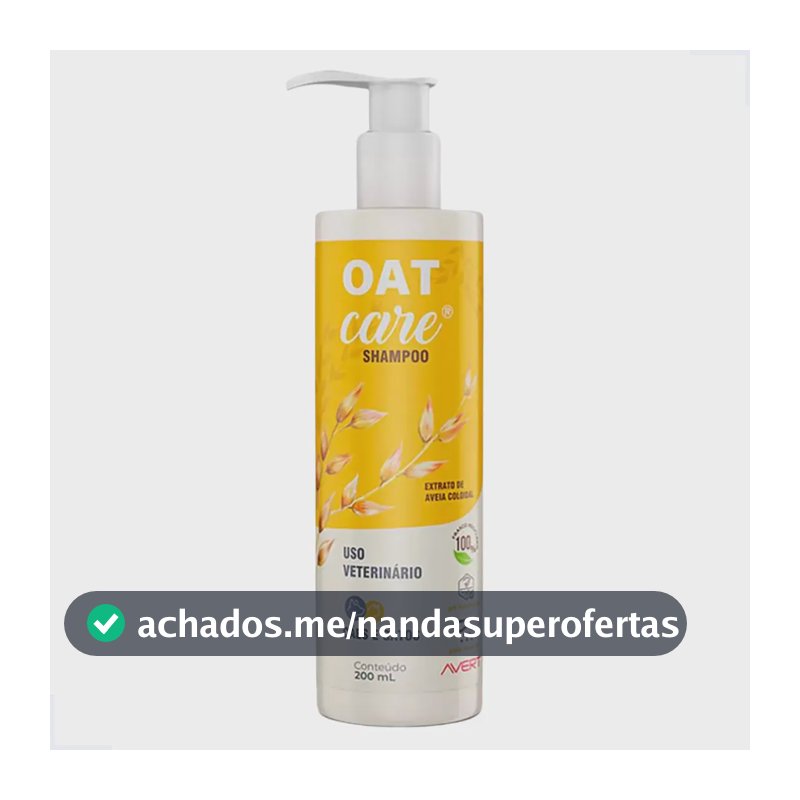 Shampoo Oat Care Avert 200ml Cães e Gatos Pele Sensível Extrato Aveia