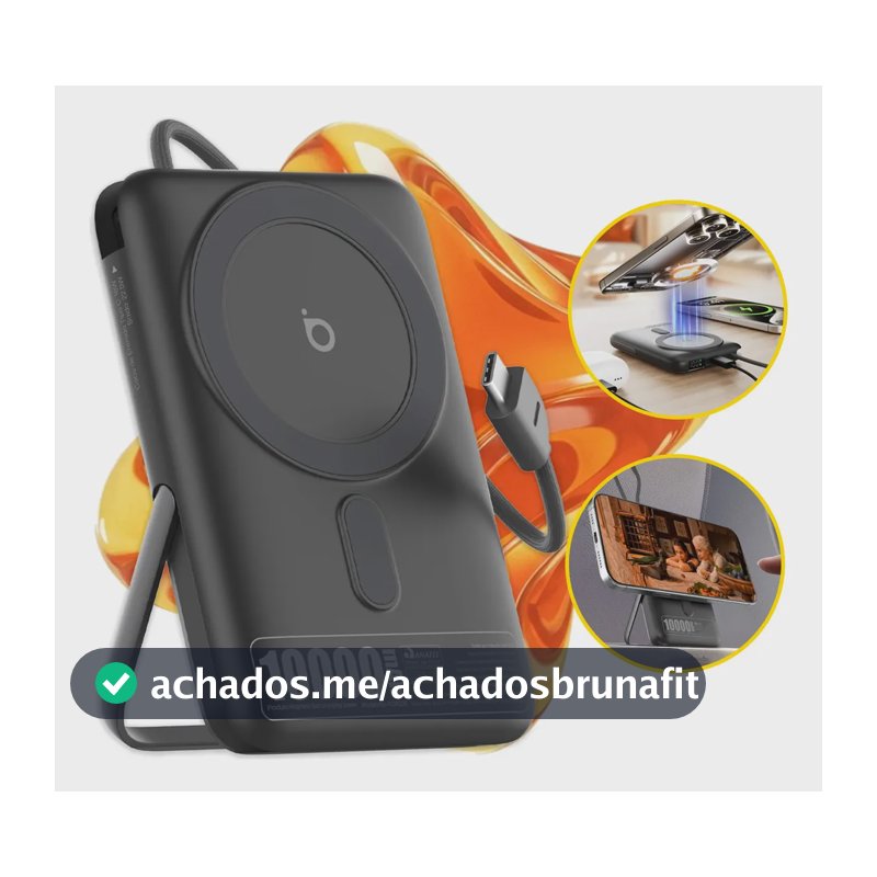 Basike Carregador Portátil Power Bank B205 Magsafe 10000mah PD 22.5w Turbo Rápido PD Tipo C USB C Sem Fio Universal Potente Com Display Para iPhone 15/16/17 Pro Max Samsung Galaxy S24 S25 Ultra Z Fold