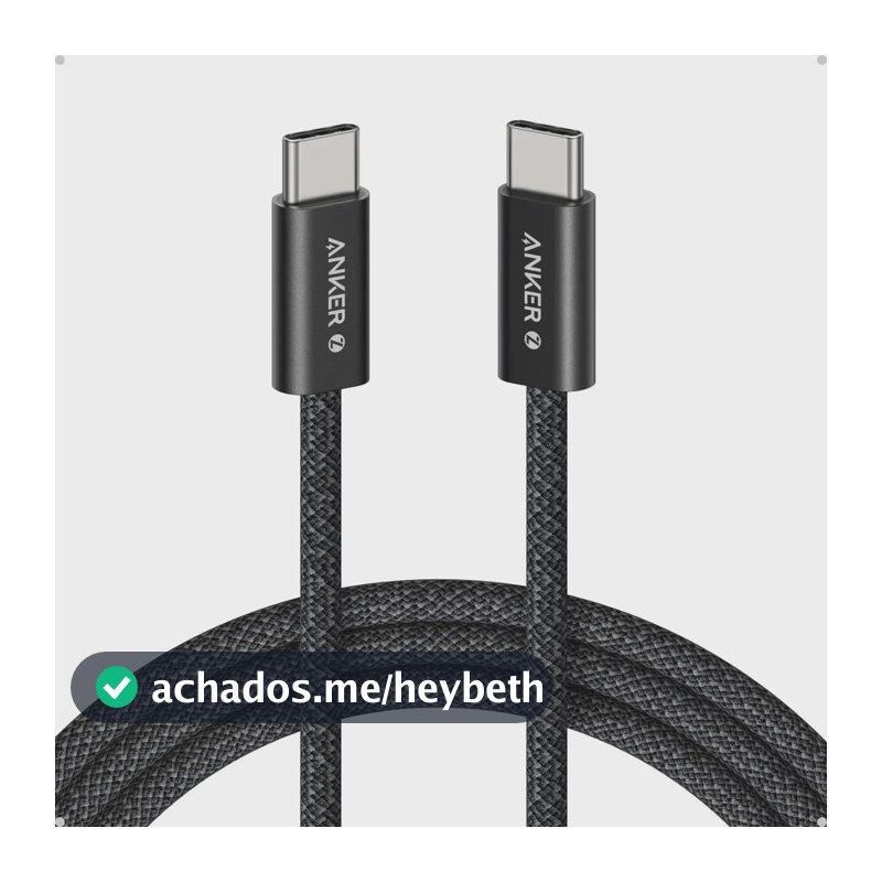 Cabo USB-C para Tipo C Anker 240W Turbo Carga Rápida 1,5m Cor Preto, PD 3.1 USB 2.0 Nylon Trançado, Para Samsung S23 24, Motorola, Xiaomi, iPhone 17/16/15, MacBook, iPad, HP, Dell,Carplay Android Auto