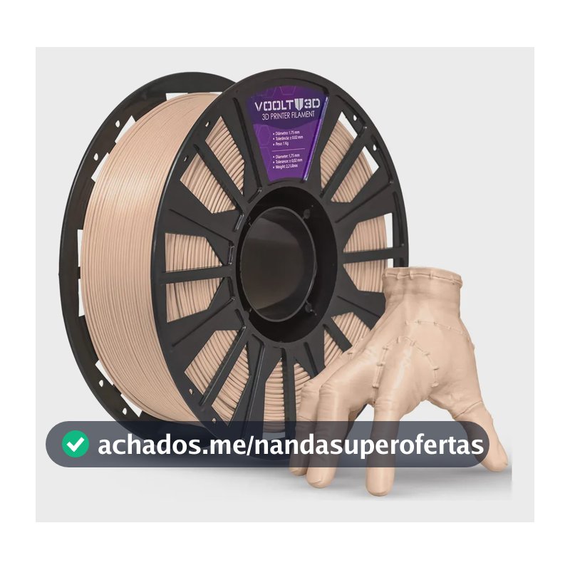 Filamento Pla Caucasiano Bege Claro 1Kg Voolt3D 1,75mm Para Impressora 3D Premium Imprimir Peças 3D Peças Impressas Modelos e Enfeites Produto Brasileiro Voolt3D