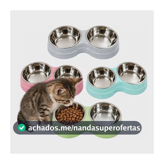 Comedouro Bebedouro Duplo Com Tigelas De Inox Pet Cão Gato