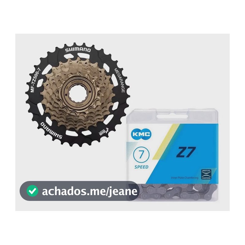 Catraca 7v Shimano Tz500 14/34 Megarange 21v Corrente Kmc Z7 Cinza