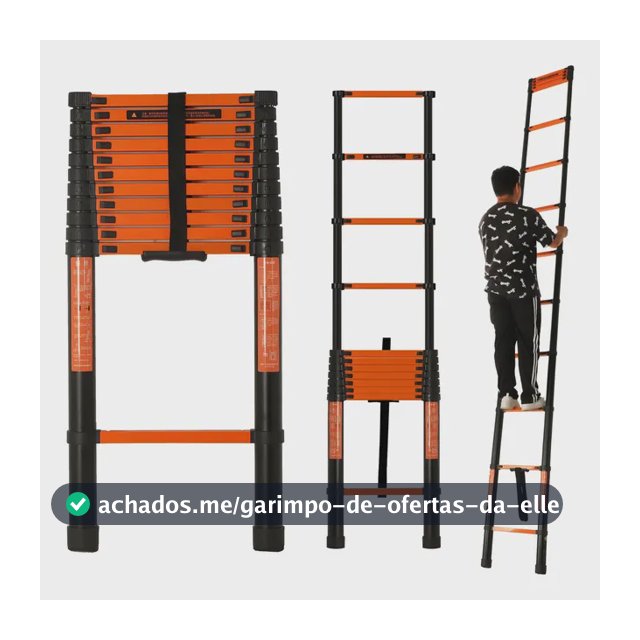 Escada Telescópica,9 Degraus, 3.5 M Antiderrapante Laranja-escuro