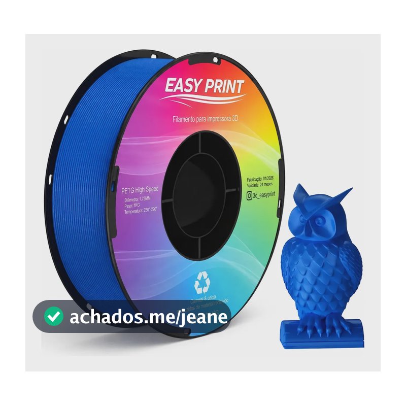 Filamento Petg Easy Print 3d Premium Impressão High Speed E High Fluid 1.75mm Para Impressora 3d Azul Clássico