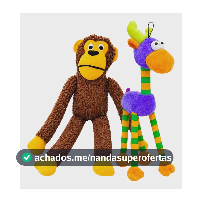 Kit Brinquedo Pelúcia Macaco + Alce Roxo Cachorro Com Apito