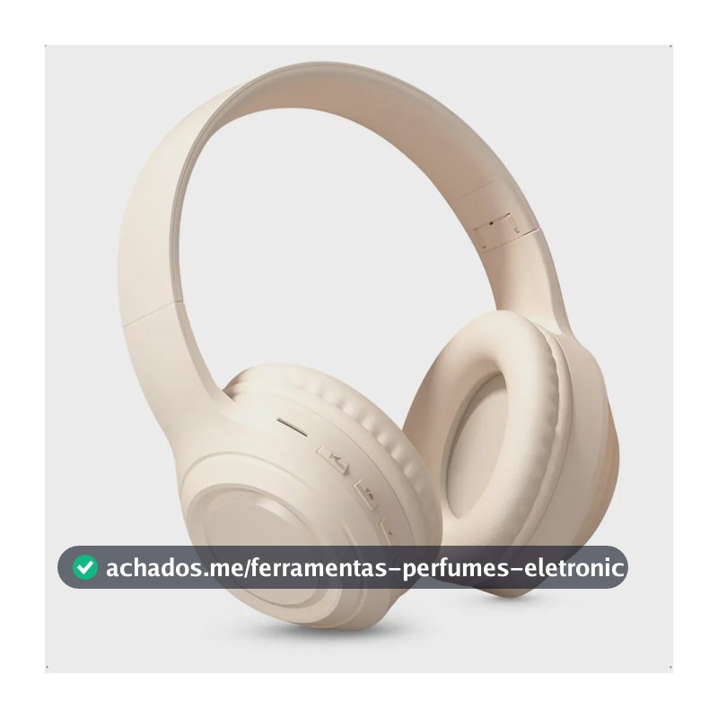 Fone De Ouvido Headphone Sem Fio Bluetooth 5.3 Gamer Super Bass Over Ear Dobrável Headset Audiophile Bege
