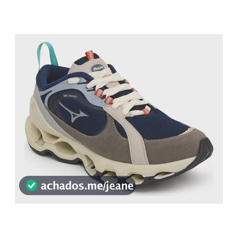 Tênis Masculino Mizuno Beta 2 Caminhada Macio Envio Imediato Creme/marinho 40 Br