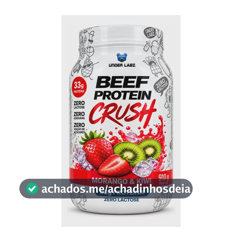 Proteína Under Labz Beef Crush em pó sabor Morango kiwi x 910g