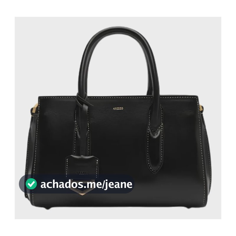 Bolsa Tote Arezzo Couro Pequena Metais Executiva Original Preto Liso Níquel Cor Da Bolsa