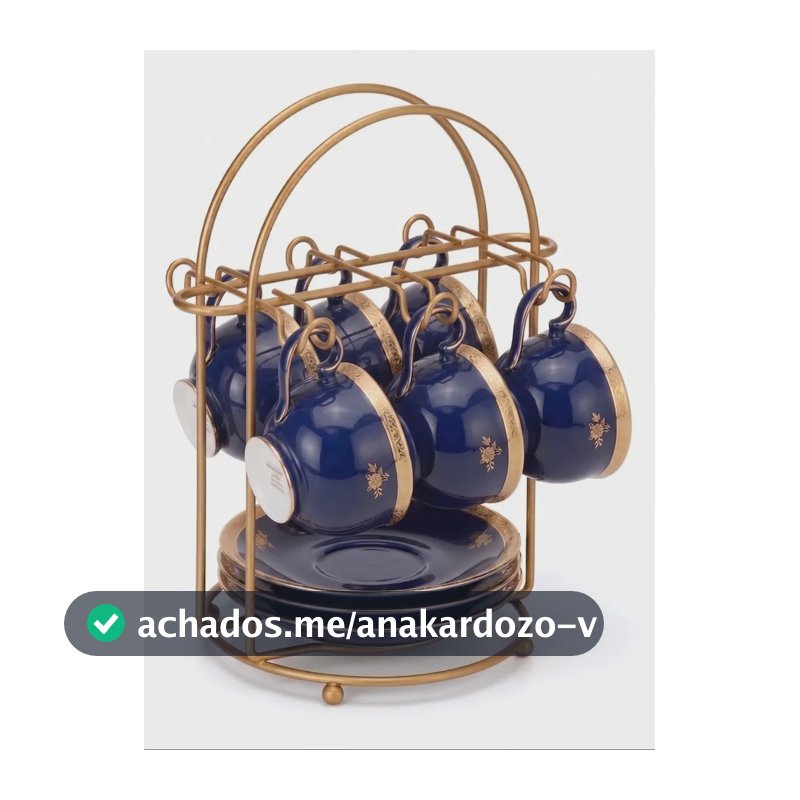 Suporte Organizador Porta Xícara De Chá e Pires Dourado Fosco Gold Aço Cantinho do Café Gourmet