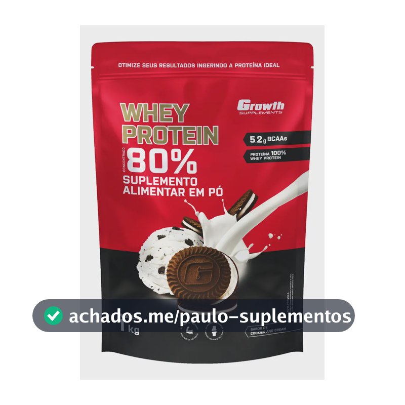 Suplemento em pó Growth Supplements Whey Protein Concentrado sabor Cookies and Cream 1 kg