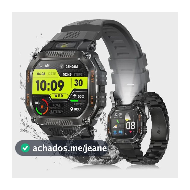 Smartwatch Relógio Inteligente Gps Chamadas Bluetooth Novante Masculino Feminino Moda Esportivo Digital Preto Ipx8 Água Tela Hd 1.83 480mah Android Ios Notificações Instantâneas Com Lanterna Bússola