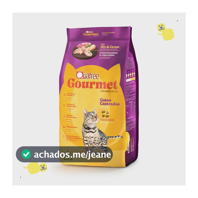 Ração Quatree Gourmet Gatos Castrados Mix de Carnes 10.1kg