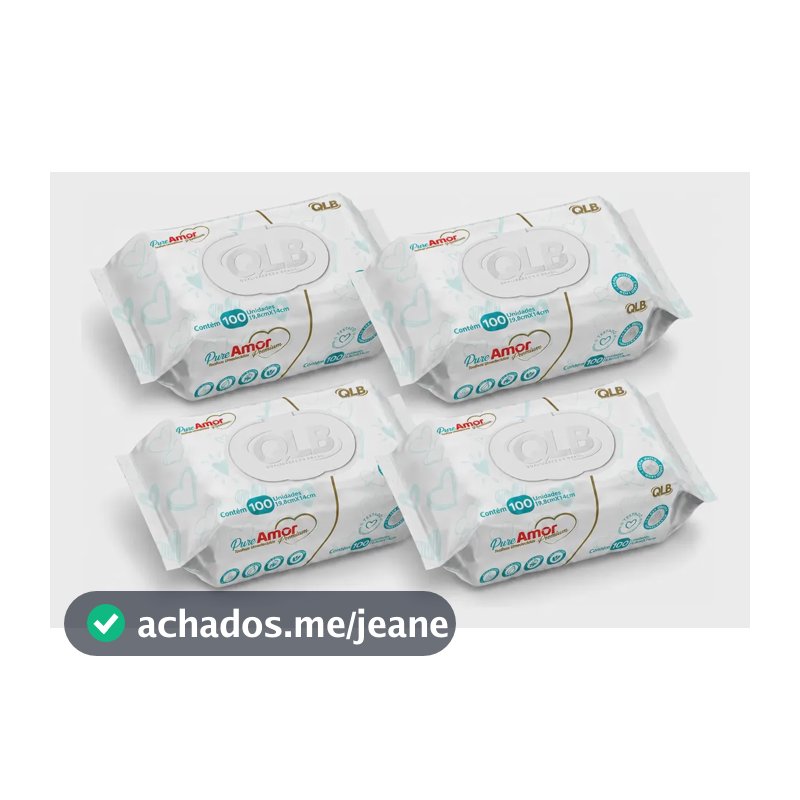 Kit 4 Toalhas Umedecidas Puro Amor Premium 100un