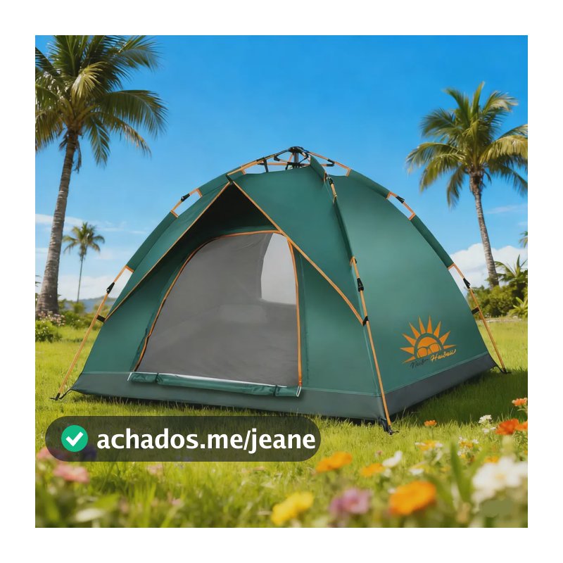 New Hawaii Barraca de Acampamento Instantânea 3-4 Pessoas Impermeável cor Verde