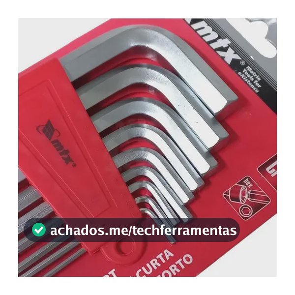 Jogo De Chave Allen Curta Acetinada Crv 2-12mm 9pcs Mtx
