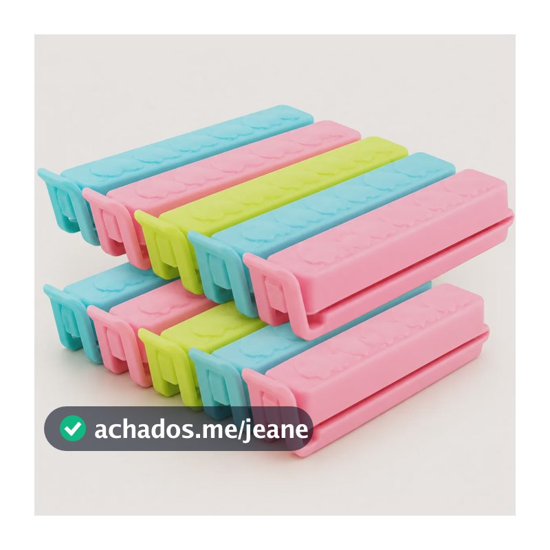 Prendedor Conjunto 20 Clips Fechar Embalagens Saco Alimentos Sortido (azul, Rosa E Verde)