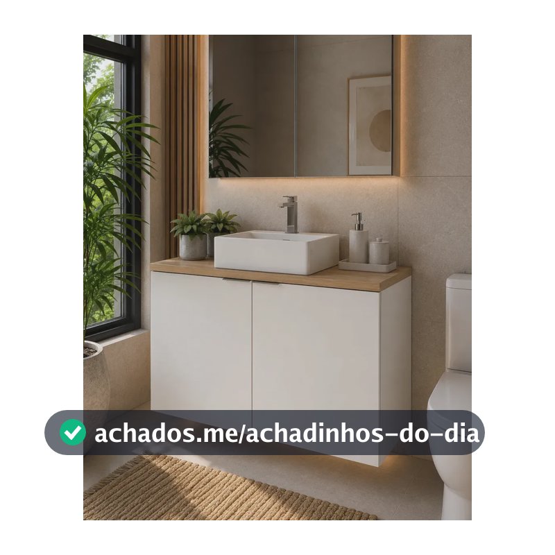 Armário de Banheiro Aéreo Estilare Nature Branco e Carvalho 90cm