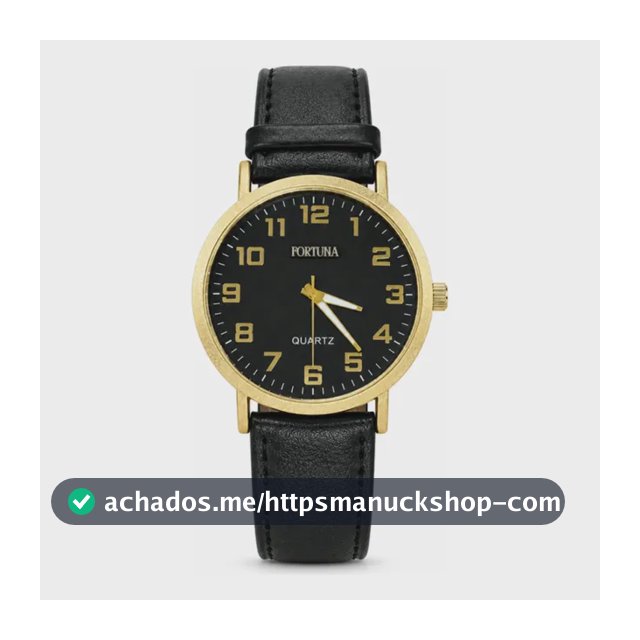 Relógio De Pulso Masculino Minimalista Old Money Fortuna Preto Cx Dourada E Preto