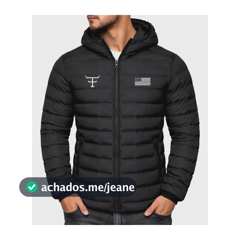 Bobojaco Masculino Bomber Com Capuz Jaqueta Puffer Texas Preto G