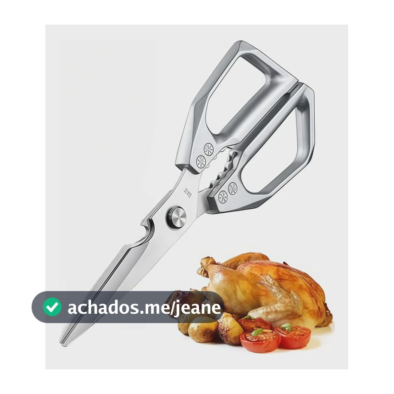 Tesoura Cozinha Multifuncional Inox Profissional Abridor Branco