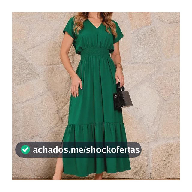 Vestido Longo Feminino Evangélico Gola V Detalhe Em Lastéx