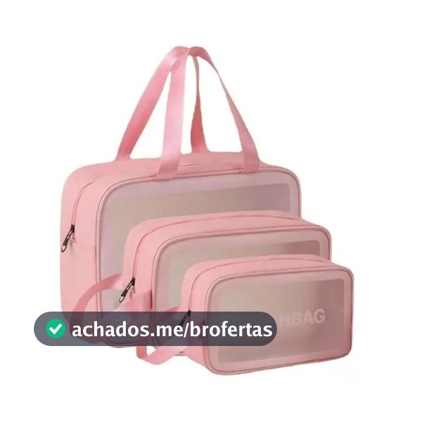 Necessaire Sem Gênero Washbag Kit Necessaires Rosa Liso