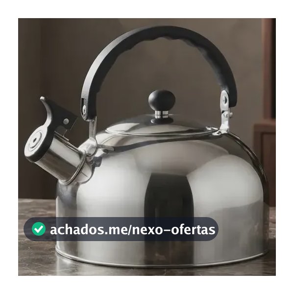 Chaleira Com Apito 2 Litros Aço Inox Em Casa Tem Resistente Cor Cinza