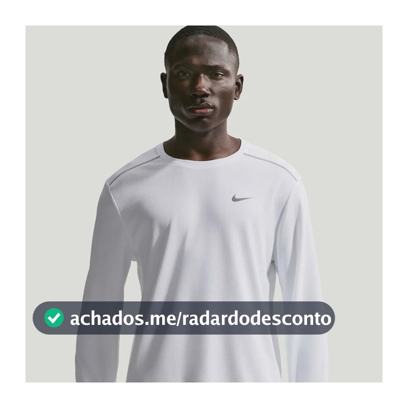 Camiseta Dri-fit Nike Manga Longa Uv Miler Masculina Branco M