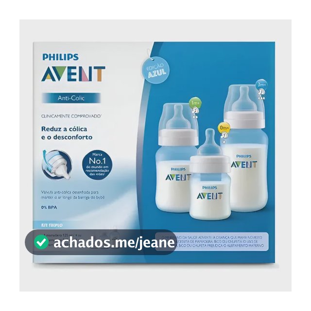 Kit mamadeira Bebê Avent Anticólica 125ml 260ml 330ml cor azul