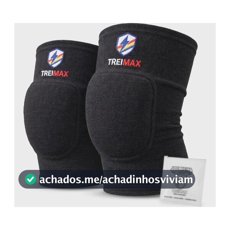 Joelheira Premium Anti Impacto Vôlei Dança Com Bag Treimax Preto