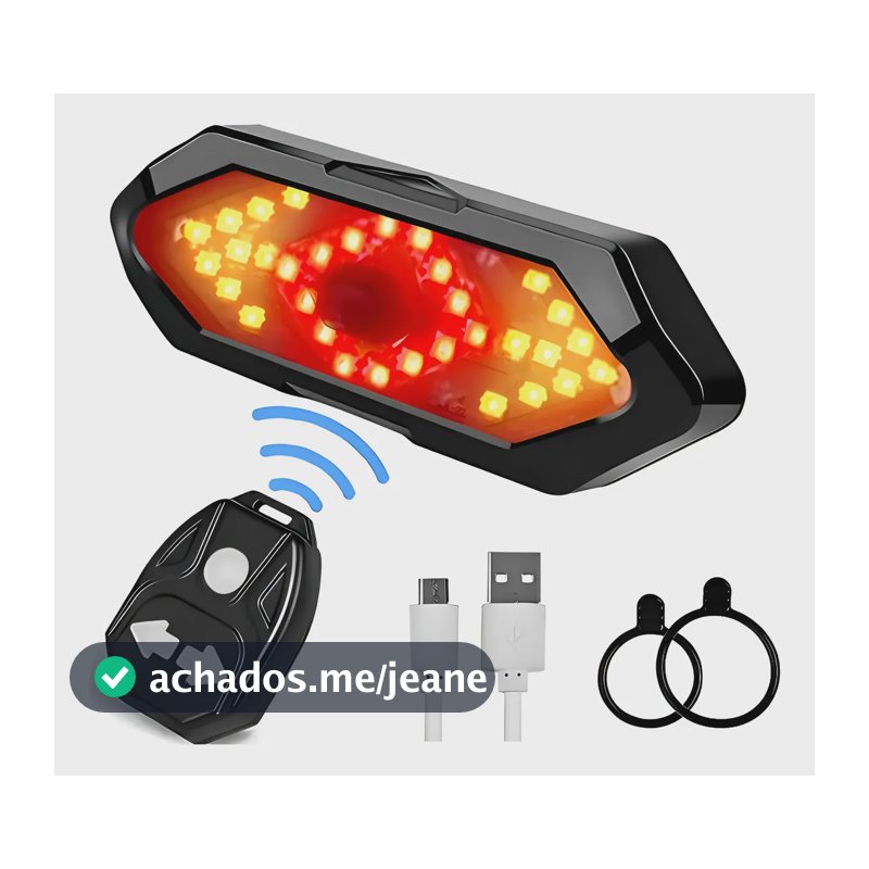 Seta Ciclismo Bicicleta Sinalizador Lanterna Som C/ Controle Preto