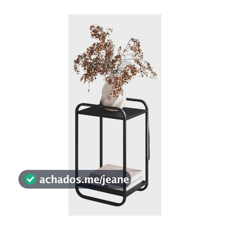 Mesa Lateral Luna 40 Cm Pes Metalicos Artesano Nero Preto Nero/preto