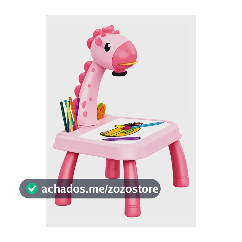 Mesa Infantil Projetora De Desenho, Musical Criativa Led Rosa