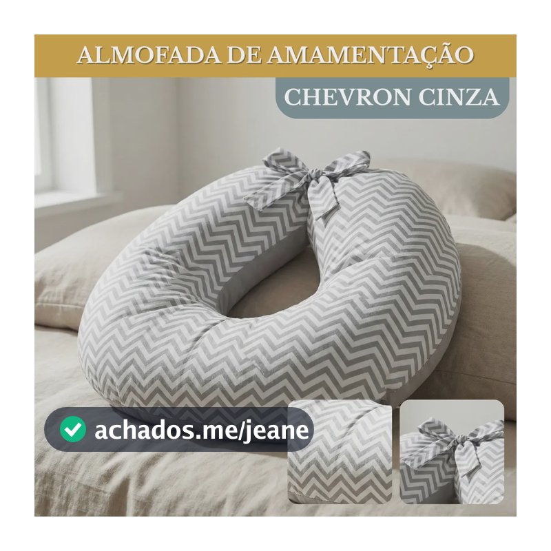 Almofada De Amamentação Para Bebe Travesseiro Super Macio Algodão - Chevron Cinza