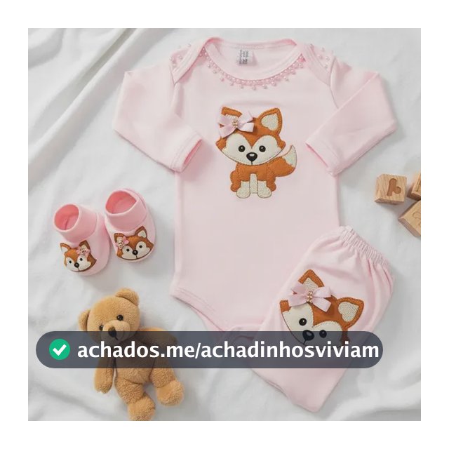 Body Bebê Manga Longa E Mijão Raposa Conjunto Menina 3 Peças