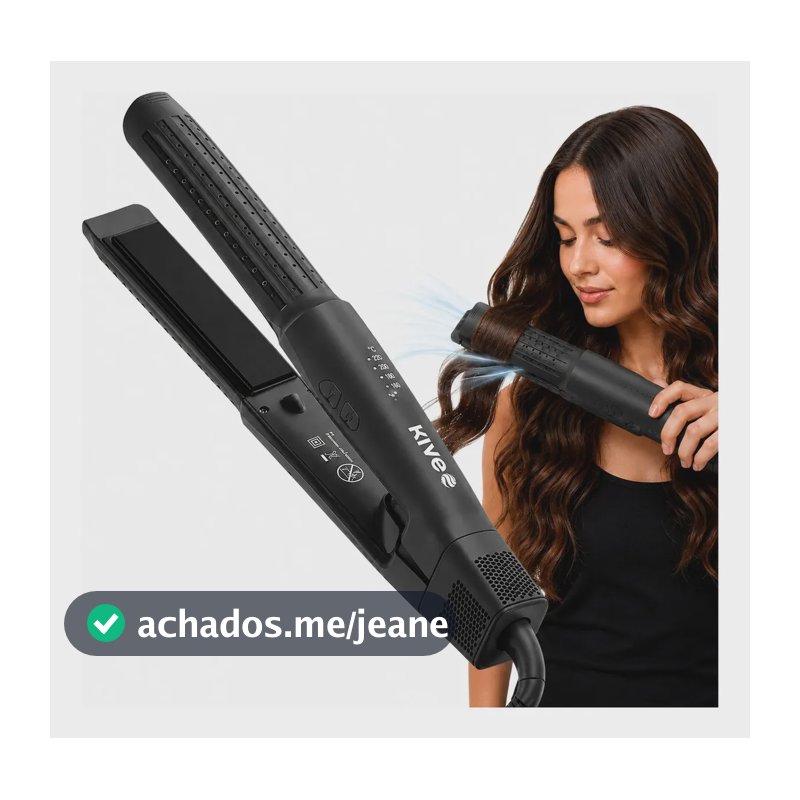 Chapinha 2 Em 1 Kive KV-865 Profissional Bivolt Alisa E Faz Cachos Com Jato Frio Íons Negativos Anti Frizz