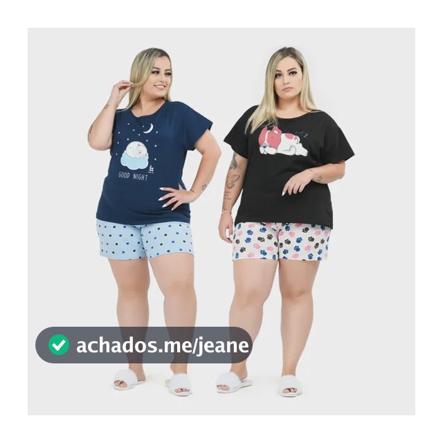 Kit Com 2 Pijamas Manga Curta Feminino Plus Size De Algodão