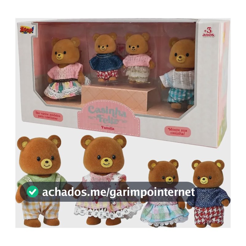 Casinha Feliz Família Urso Brinquedo Boneca Zoop Toys