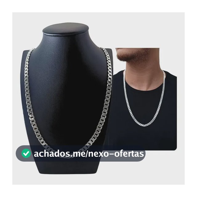 Corrente Grumet Italiana 7mm 70cm Prata 925 Masculino Prateado