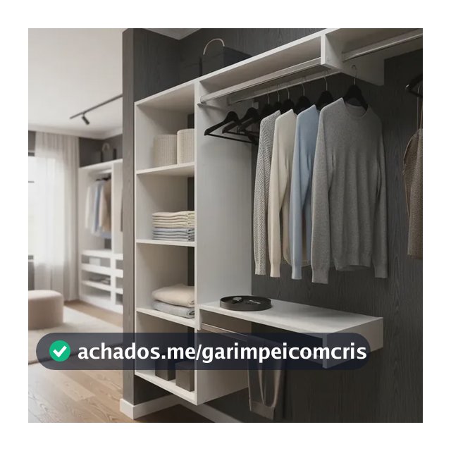 Closet Arara Aberto Com Cabideiro Suspenso De Parede Branco