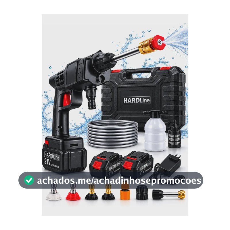 Lavadora Alta Pressão Portátil Recarregável Sem Fio Bivolt Hardline
