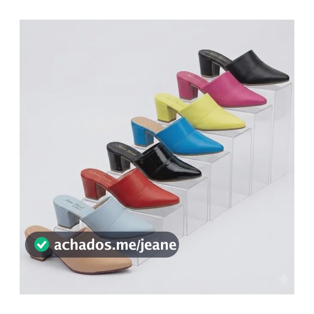 Scarpin Mule Couro Legítimo Salto Alto Grosso Luxo Bico Fino