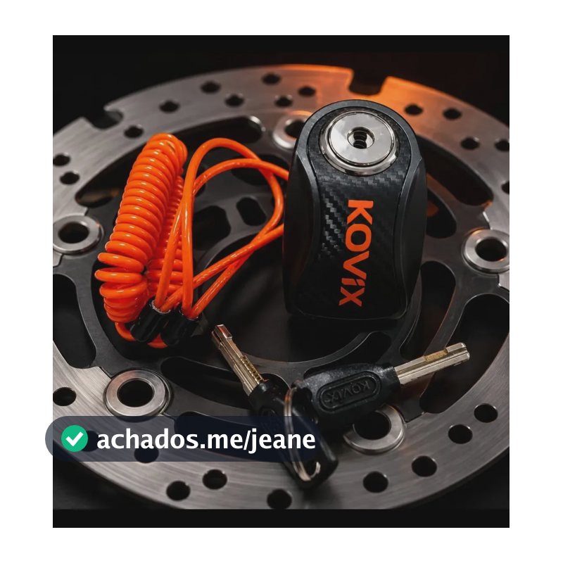 Trava Disco Moto Kovix Knn1 Pino 6mm Com Cabo Lembrete Preto
