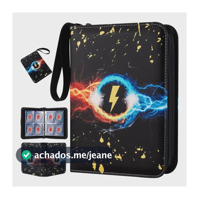 Porta 400 Cards Pokémon Capa Dura Álbum Fichário Com Zíper