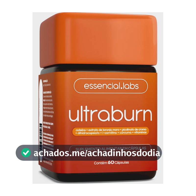 ULTRABURN - Fórmula Exclusiva contendo L-Carnitina + Cafeína + Laranja Moro + Cúrcuma + Dihidrocapsiato (DHC) + Picolinato de Cromo + Vitamina - 60 Cápsulas