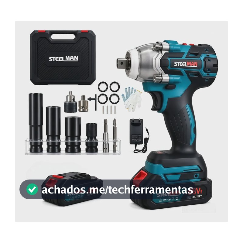 Chave De Impacto Elétrica 68vf/98vf Brushless Kit 2 Baterias 68vf Kit Com 1 Baterias De Lítio