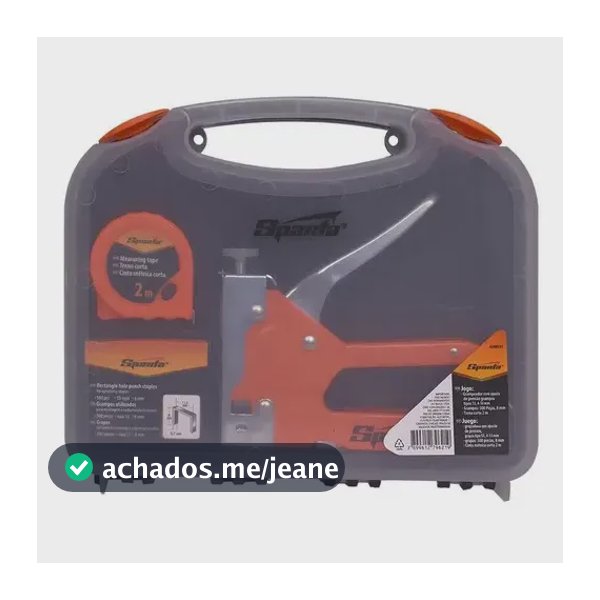 Jogo Grampeador Manual Trena 2m E 500 Grampos Sparta 4200355